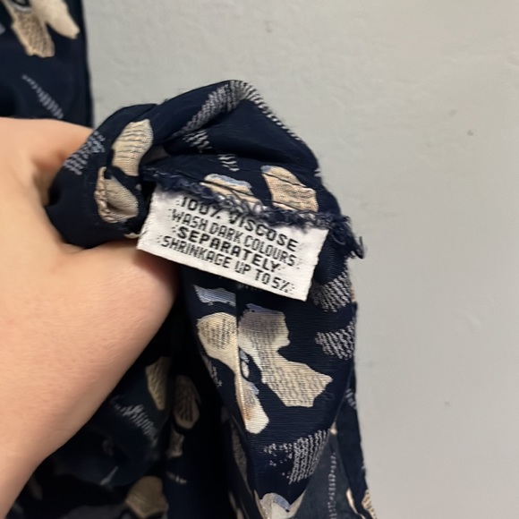 Vintage Mini Button Front Dress Blue Floral M - Picture 7 of 10